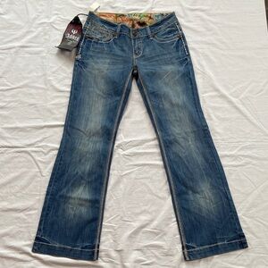 Adiktd Lowrise Wide Leg Jeans Embellished Pockets NWT Womens Size 4 (W28)